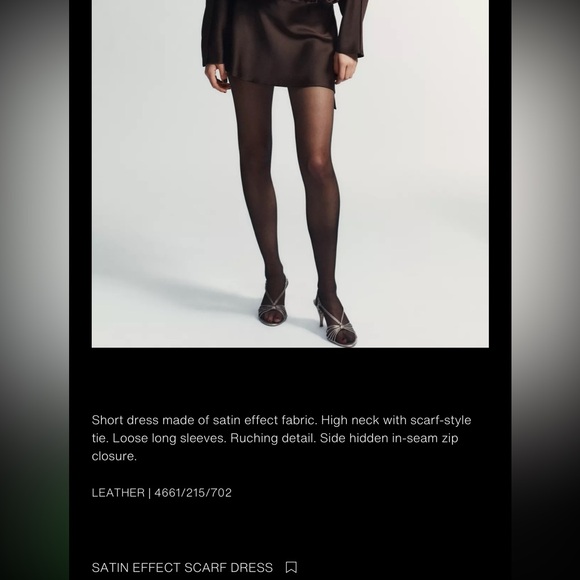 Zara SATIN EFFECT SCARF DRESS - brown 4661/215/702 - Picture 2 of 9